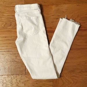 MOTHER The Ponyboy Fray Stayin' Alive White Denim Jeans 29